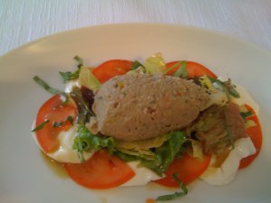 Tomaten Mozzarella Salat mit Steinpilzmousse